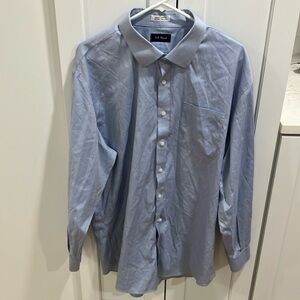 E.B. Wood Men’s Blue Non-Iron Tailored Fit Cotton Long Sleeve Dress Shirt Top